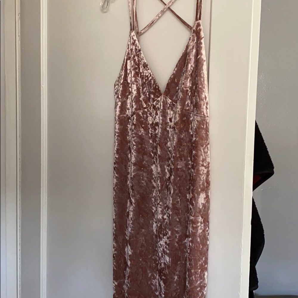 Pink velvet dress